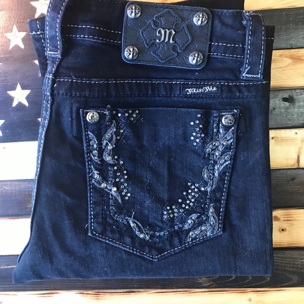 Black MissMe Size 28 Bootcut Jeans